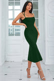 Sereia Verde Escuro Correias Esparguete Corset Vestido Longo Baile