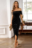 Brown Off the Shoulder Velvet Wrap Vestido Longo do Baile de Formatura