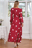Navy Scoop Neck Polka Dots Vestido de Coquetel Longo com Sash