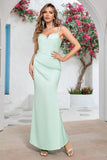 Mint Sereia Esparguete Correias Ruched Long Prom Dress