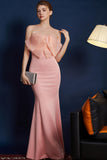 Sereia Rosa Strapless Long Prom Dress com Arco