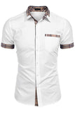 Exército Verde mangas curtas botão para baixo camisa masculina casual