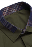 Exército Verde mangas curtas botão para baixo camisa masculina casual