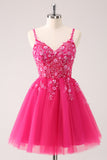 A Linha Blush Esparguete Correias Tulle Corset Sequins Homecoming Dress com Apliques