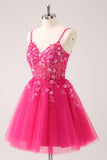 A Linha Blush Esparguete Correias Tulle Corset Sequins Homecoming Dress com Apliques