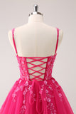 A Linha Blush Esparguete Correias Tulle Corset Sequins Homecoming Dress com Apliques