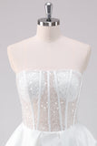 Sparkly White A-Line Strapless Vestido Curto Homecoming