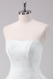 Vestido Simples Branco A-Line Strapless Short Homecoming