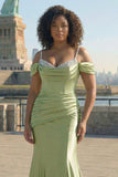 Vestido comprido de baile de baile de sereia de cetim com lantejoulas dourado e brilhante,
