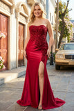 Vestido de baile de finalistas longo, sereia verde-escura e lantejoulas longa plus size com fenda