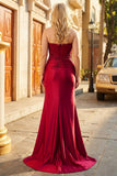 Vestido de baile de finalistas longo, sereia verde-escura e lantejoulas longa plus size com fenda