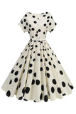 Rosa preta estampada A-Line Boat Neck Midi 1950s vestido