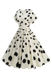 Rosa preta estampada A-Line Boat Neck Midi 1950s vestido