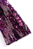 Xale roxo brilhante Lapela Sequins Prom Blazer