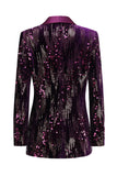 Xale roxo brilhante Lapela Sequins Prom Blazer