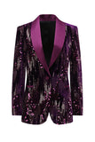 Xale roxo brilhante Lapela Sequins Prom Blazer