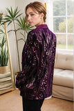 Xale roxo brilhante Lapela Sequins Prom Blazer