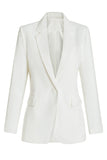 Blazer Feminino Midi de peito único ajustado branco