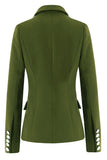 Exército Verde Pico Lapela Midi Blazer Feminino