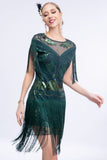 Vestido Flapper Cinzento Sequined Short 1920s com Franjas