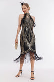 Champanhe Halter 1920s Vestido com Sequins