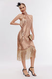 Champanhe Halter 1920s Vestido com Sequins