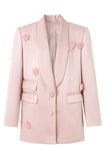 Blush Xale Lapela Mulheres Blazer com Flores 3D