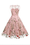 Blush A Line Bateau Neck Mangas Vestido dos anos 1950