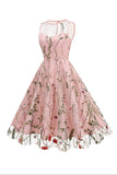 Blush A Line Bateau Neck Mangas Vestido dos anos 1950