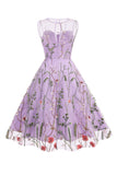 Blush A Line Bateau Neck Mangas Vestido dos anos 1950