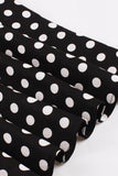 A Line Black Polka Dots mangas curtas vestido dos anos 1950 com cinto