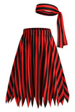 Preto Color Block Striped Print Casual Novidade Pirate Costume Saia