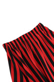 Preto Color Block Striped Print Casual Novidade Pirate Costume Saia