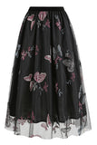 Damasco Cintura Alta Print Chiffon Floral Loose Midi A Line Saia