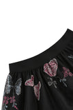 Damasco Cintura Alta Print Chiffon Floral Loose Midi A Line Saia