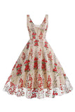 Preto Floral Renda Bordado Mangas Elegante Vestido Vintage