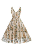 Preto Floral Renda Bordado Mangas Elegante Vestido Vintage