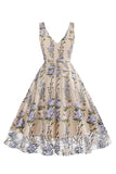 Preto Floral Renda Bordado Mangas Elegante Vestido Vintage