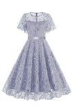 Damasco Sequined Leaf Bordado Malha Overlay Elegante Vestido Vintage