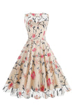 Damasco elegante floral bordado mangas midi vestido vintage