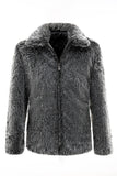 Cinza escuro Faux Fur Turn Collar Short Men Coat