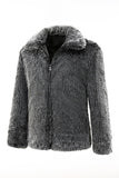 Cinza escuro Faux Fur Turn Collar Short Men Coat