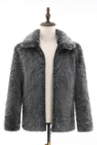 Cinza escuro Faux Fur Turn Collar Short Men Coat