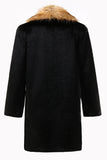 Fofo Xale Preto Lapela Faux Fur longo Casaco Masculino