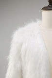 Branco Fofo Faux Fur Mangas Longas Casaco Masculino