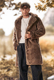 Lapela Fofa Faux Fur Long Khaki Casaco Masculino