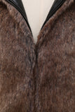 Fluffy Brown Faux Fur Short Casaco Masculino com Capuz