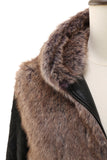 Fluffy Brown Faux Fur Short Casaco Masculino com Capuz