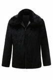 Black Men's Faux Fur Mangas Longas Outerwear de inverno