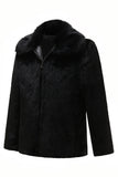 Black Men's Faux Fur Mangas Longas Outerwear de inverno